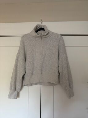 Light Gray Half-Zip Pullover Sweatshirt